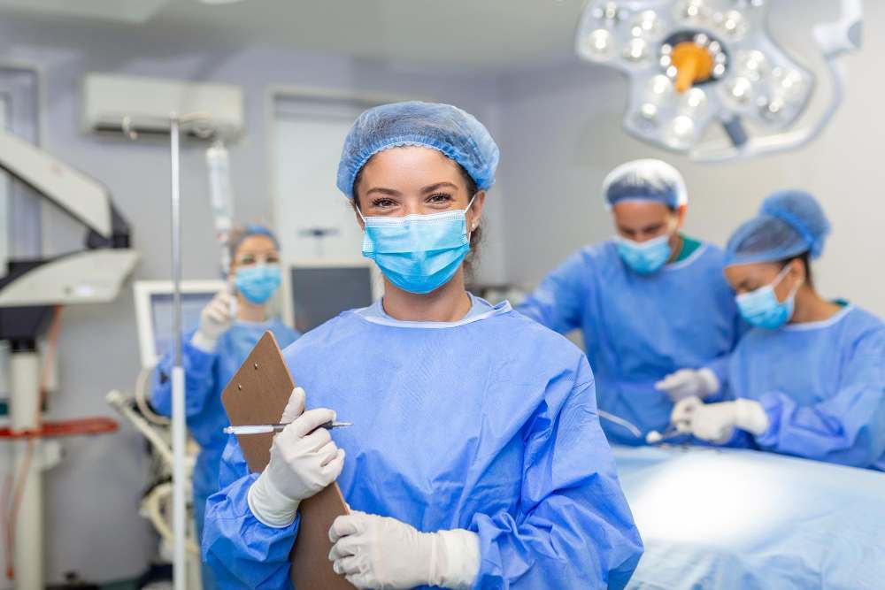 A Group of a ready for Gynecologic Laparoscopy Surgery